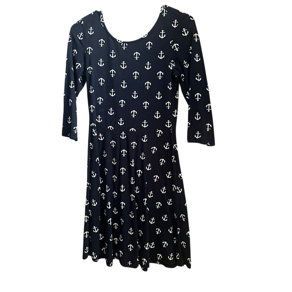Rue21 Women's Navy Anchor Sailor Dress Long Sleeve with Bow Size Medium